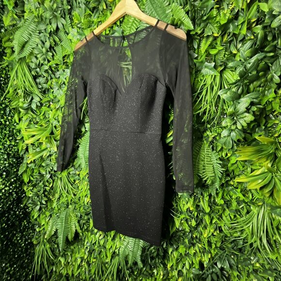 DEAR MOON Women Dress 3‎ Black Formal Mini illusion Neckline Fitted Party  0655 - Picture 11 of 12